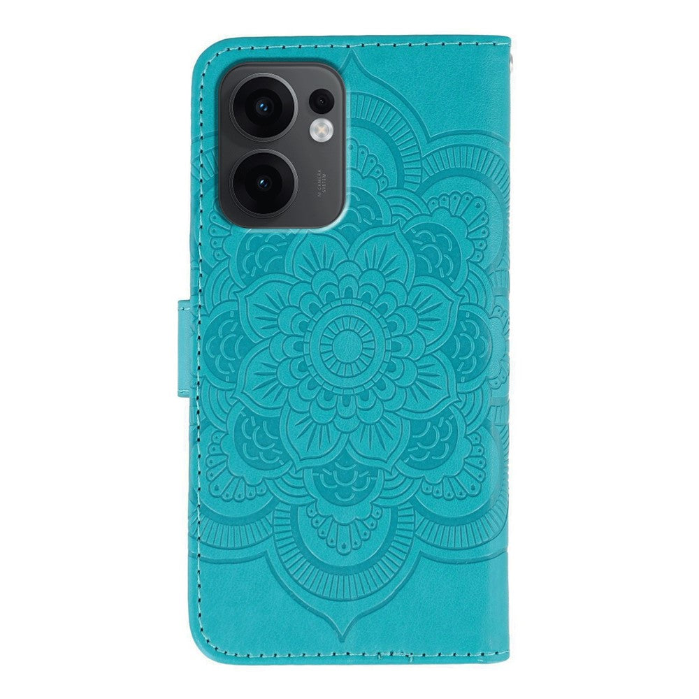 For Oppo Reno13 F 4G / 5G Case PU Leather Mandala Imprinted Design Wallet Phone Cover - Blue