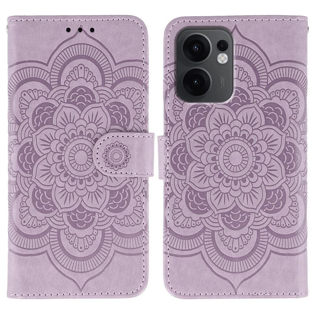 For Oppo Reno13 F 4G / 5G Case PU Leather Mandala Imprinted Design Wallet Phone Cover - Purple