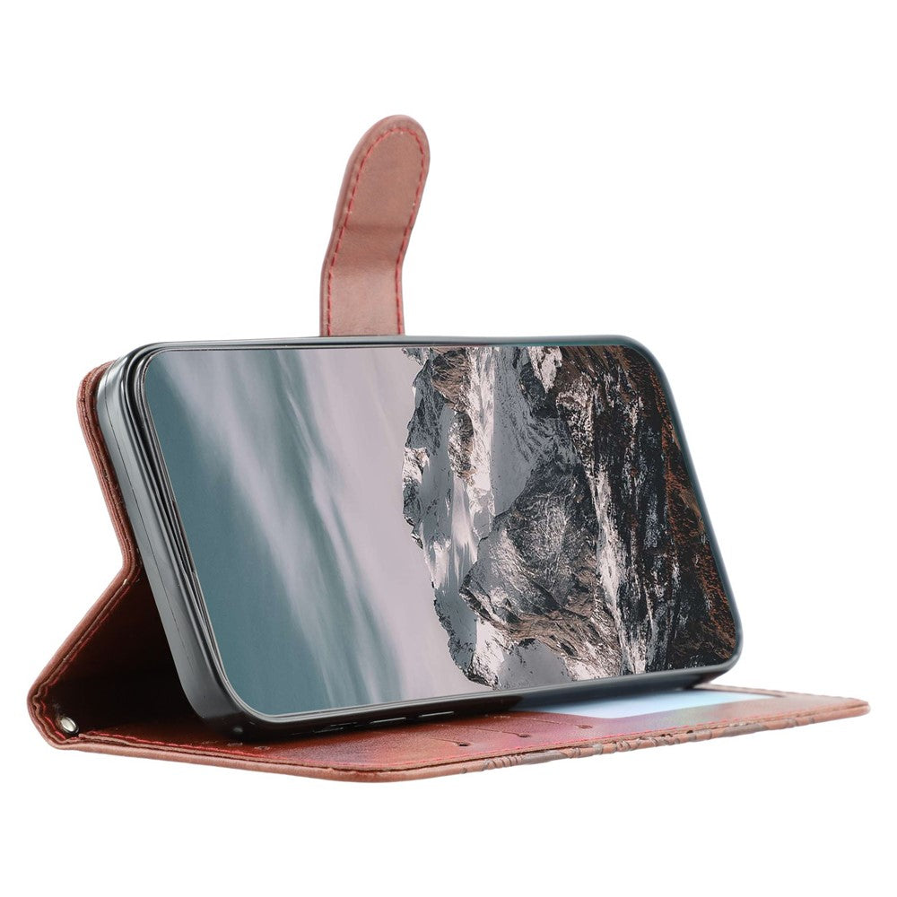 For Oppo Reno13 F 4G / 5G Case PU Leather Mandala Imprinted Design Wallet Phone Cover - Brown