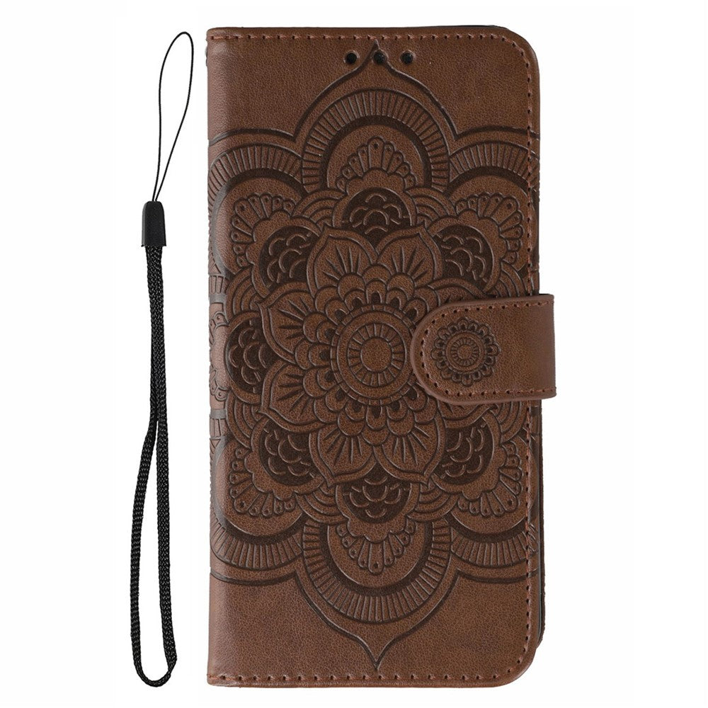 For Oppo Reno13 F 4G / 5G Case PU Leather Mandala Imprinted Design Wallet Phone Cover - Brown