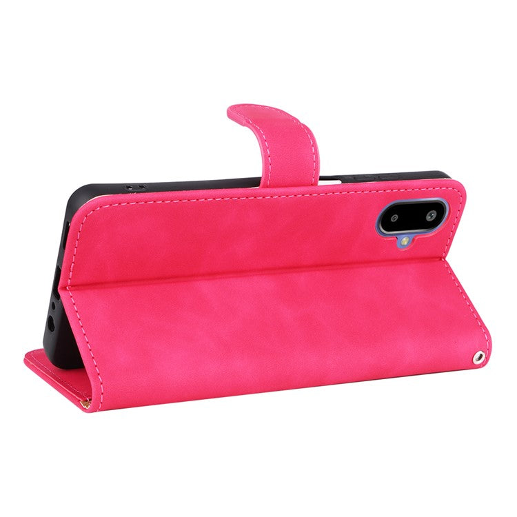 For Samsung Galaxy F06 5G / M06 5G Leather Case Skin Feel Anti Drop Wallet Flip Phone Cover - Rose