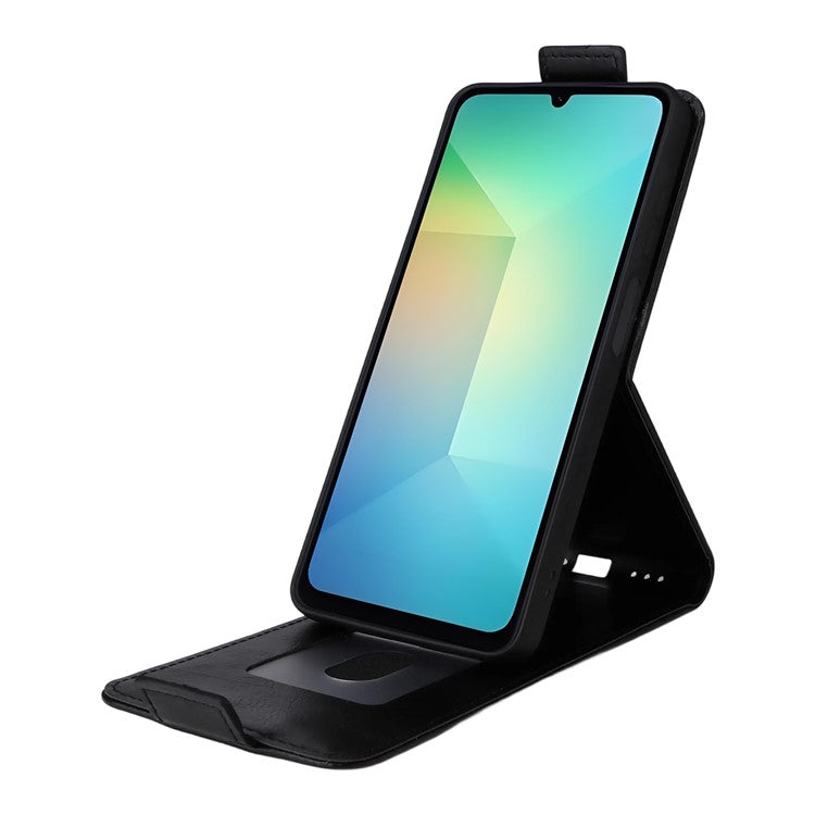 For Samsung Galaxy M16 5G / F16 5G Stand Case Magnetic Clasp Vertical Flip Leather Phone Cover with Card Holder - Black