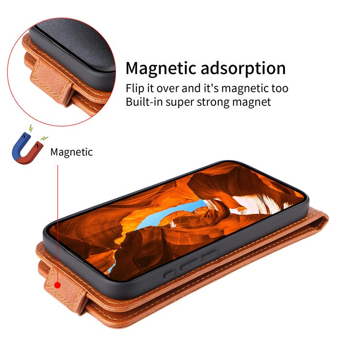 For Samsung Galaxy M16 5G / F16 5G Stand Case Magnetic Clasp Vertical Flip Leather Phone Cover with Card Holder - Orange