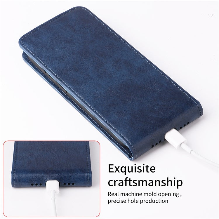 For Samsung Galaxy M16 5G / F16 5G Stand Case Magnetic Clasp Vertical Flip Leather Phone Cover with Card Holder - Dark Blue