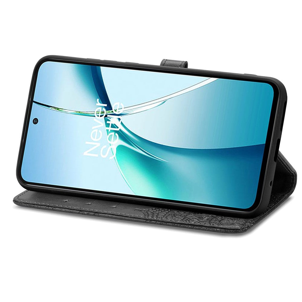 For Oppo Reno13 5G (Global) Wallet Case Mandala Flower Leather Phone Cover Stand - Black