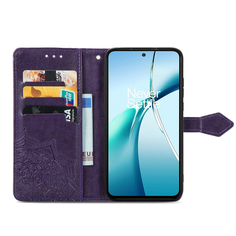 For Oppo Reno13 5G (Global) Wallet Case Mandala Flower Leather Phone Cover Stand - Purple
