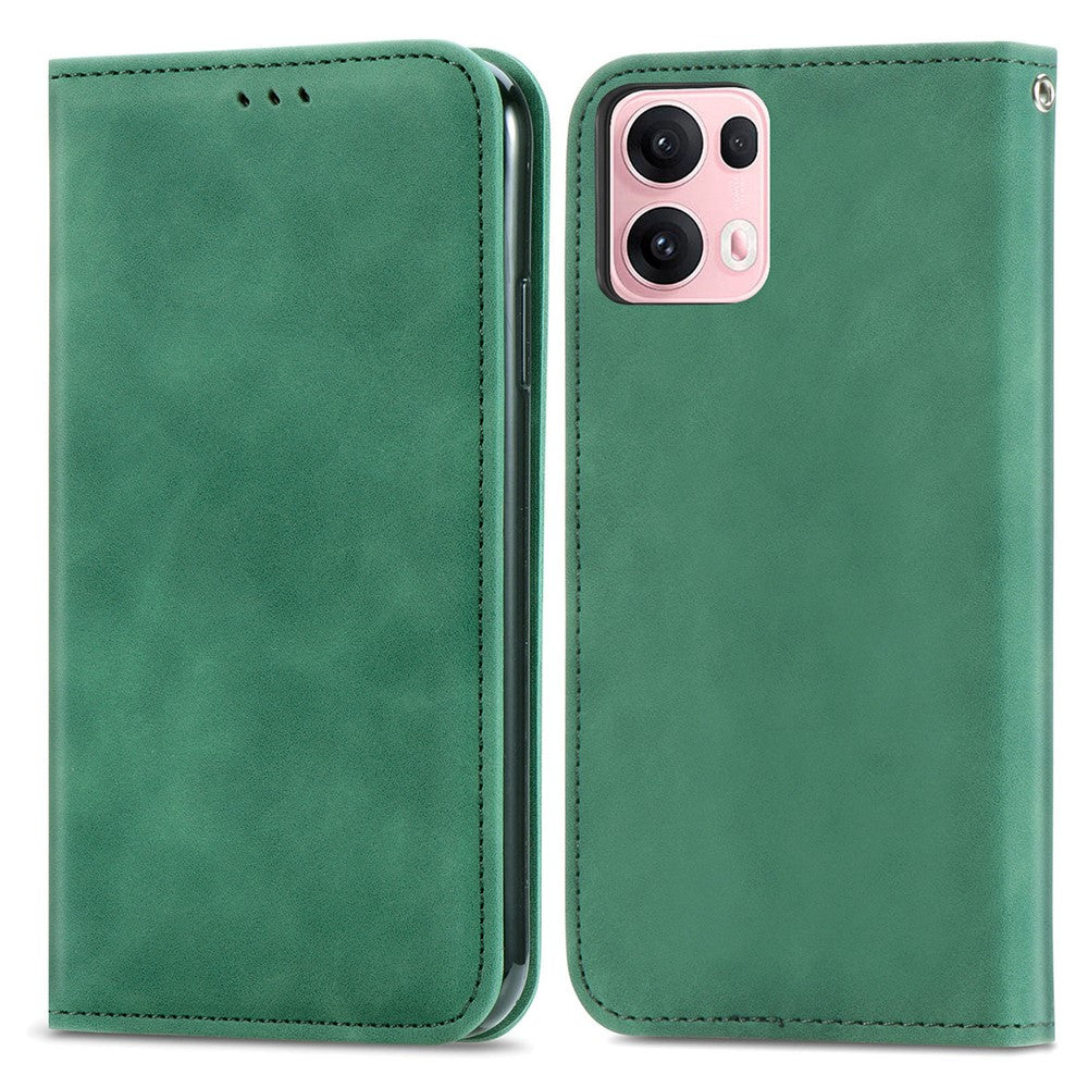 For Oppo Reno13 Pro 5G Leather Case with Card Holder Magnetic Absorption Phone Cover - Green