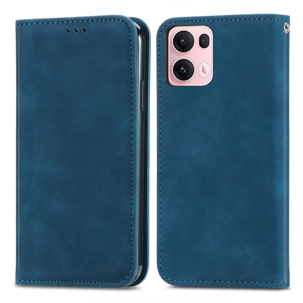 For Oppo Reno13 Pro 5G Leather Case with Card Holder Magnetic Absorption Phone Cover - Dark Blue