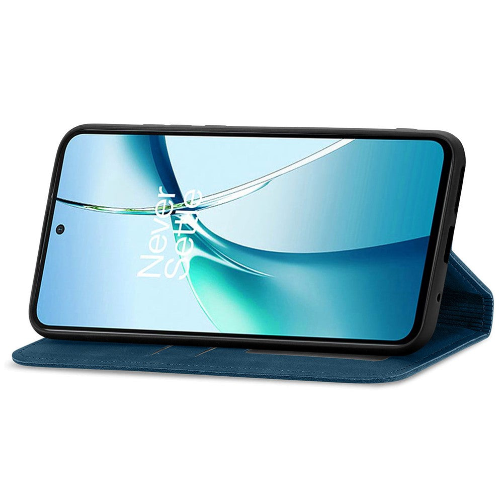 For Oppo Reno13 Pro 5G Leather Case with Card Holder Magnetic Absorption Phone Cover - Dark Blue