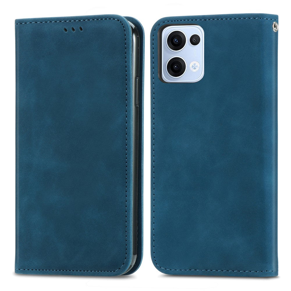 For Oppo Reno13 5G (Global) Leather Case with Card Holder Magnetic Absorption Phone Cover - Dark Blue