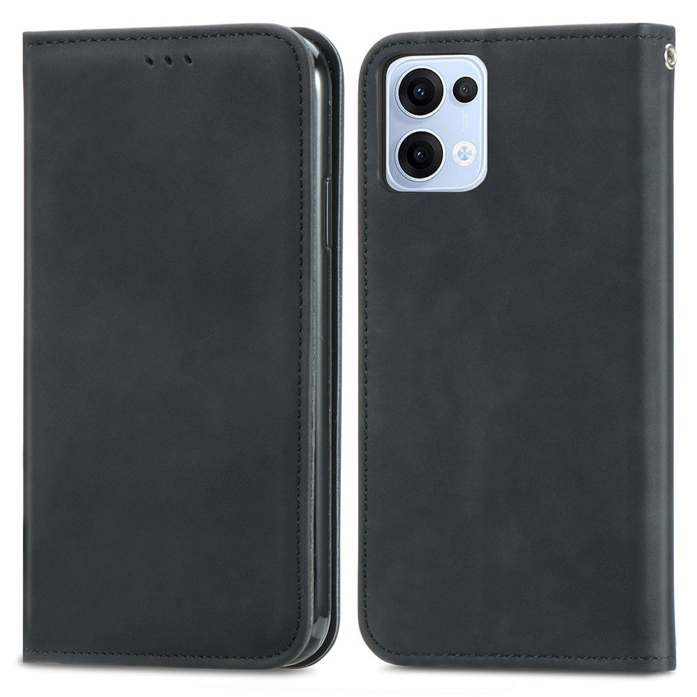 For Oppo Reno13 5G (Global) Leather Case with Card Holder Magnetic Absorption Phone Cover - Black