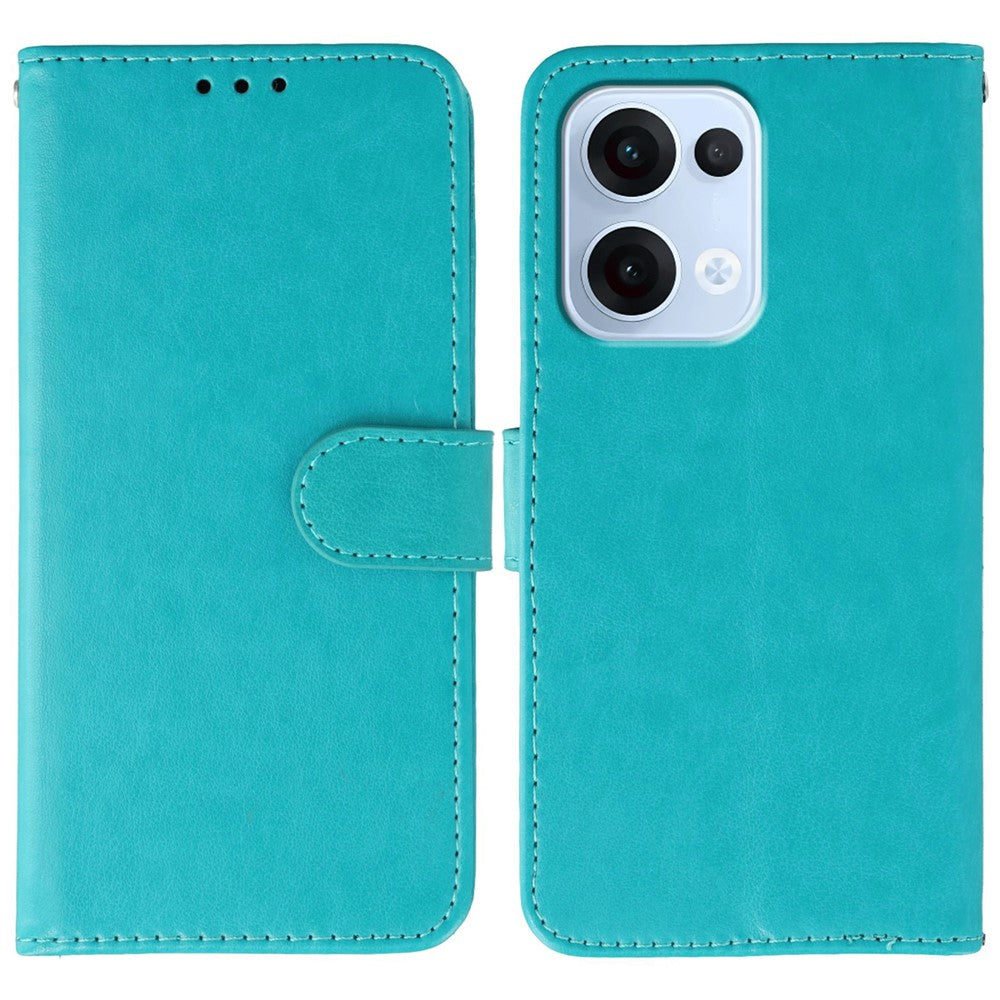 For Oppo Reno13 5G (Global) Case PU Leather Flip Wallet Phone Cover with Strap - Blue