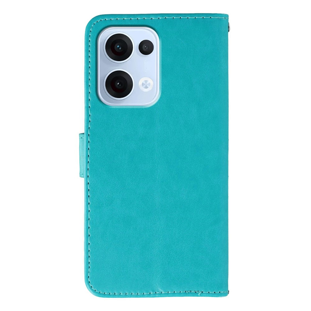 For Oppo Reno13 5G (Global) Case PU Leather Flip Wallet Phone Cover with Strap - Blue