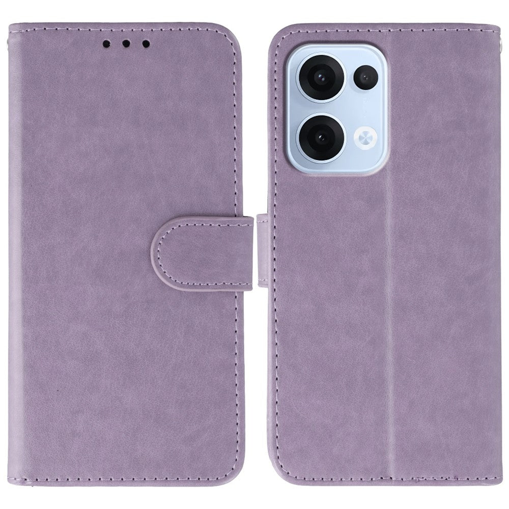 For Oppo Reno13 5G (Global) Case PU Leather Flip Wallet Phone Cover with Strap - Purple