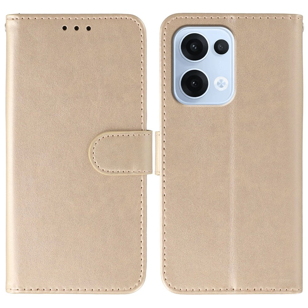 For Oppo Reno13 5G (Global) Case PU Leather Flip Wallet Phone Cover with Strap - Rose Gold