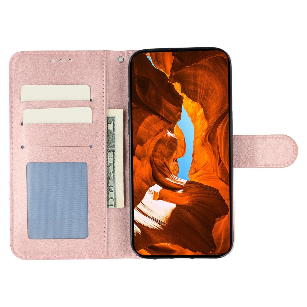 For Oppo Reno13 5G (Global) Case PU Leather Flip Wallet Phone Cover with Strap - Rose Gold