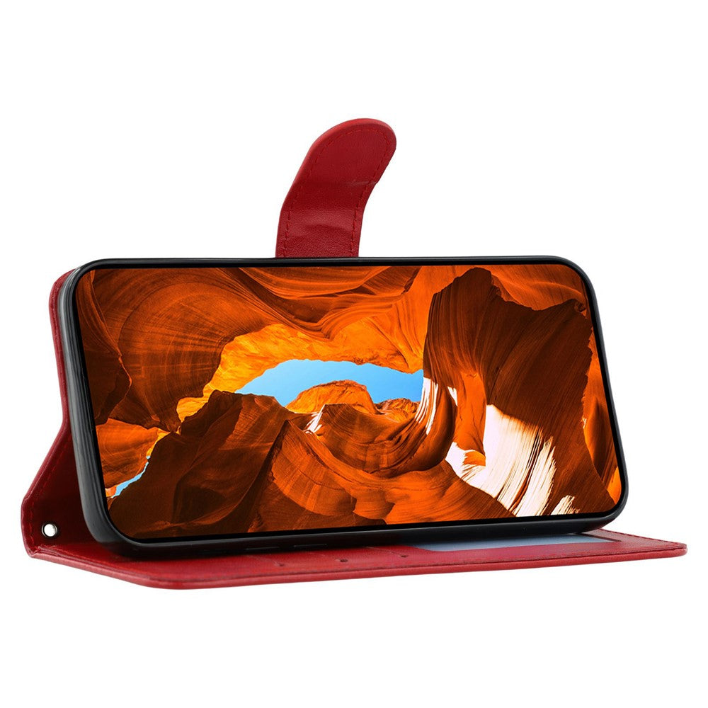 For Oppo Reno13 5G (Global) Case PU Leather Flip Wallet Phone Cover with Strap - Red
