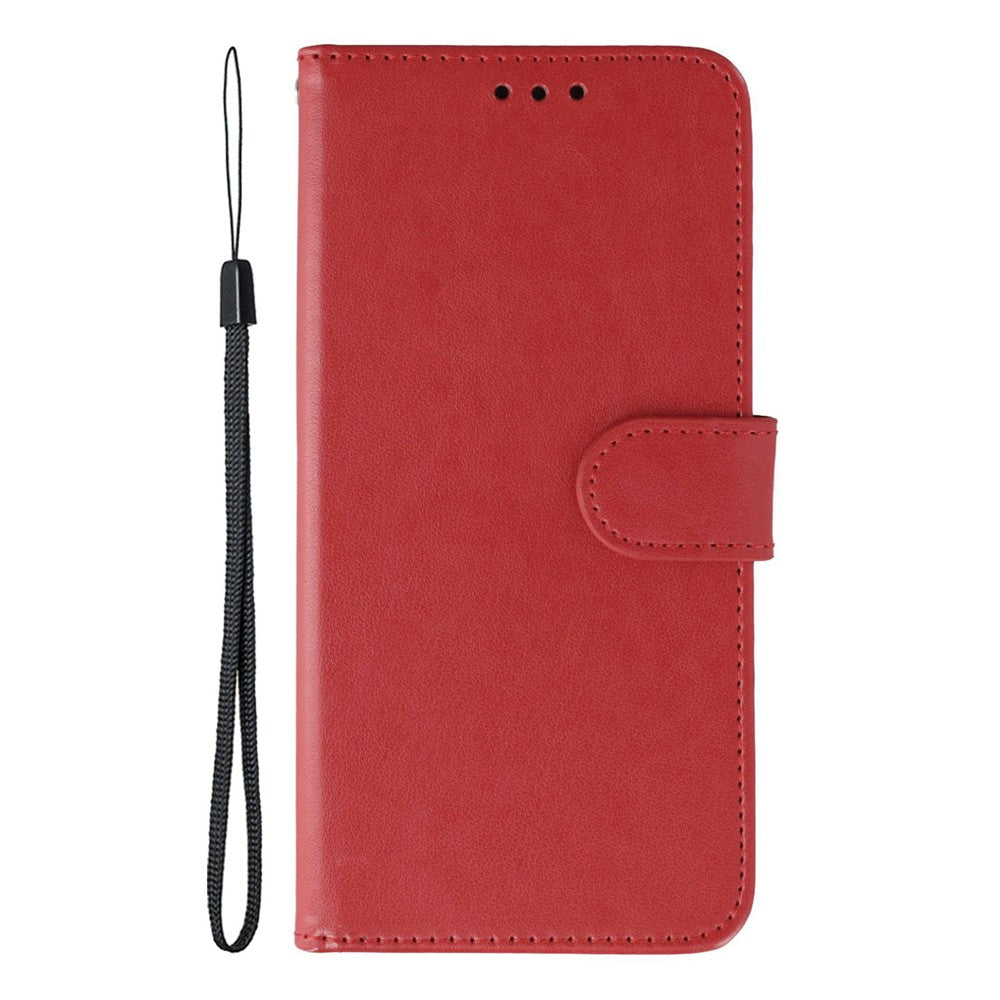 For Oppo Reno13 5G (Global) Case PU Leather Flip Wallet Phone Cover with Strap - Red