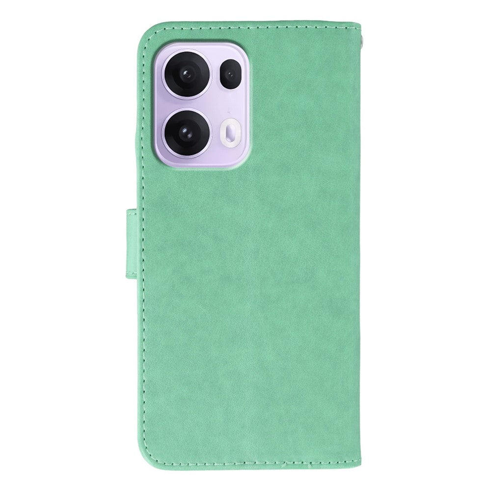 For Oppo Reno13 Pro 5G Case PU Leather Flip Wallet Phone Cover with Strap - Green
