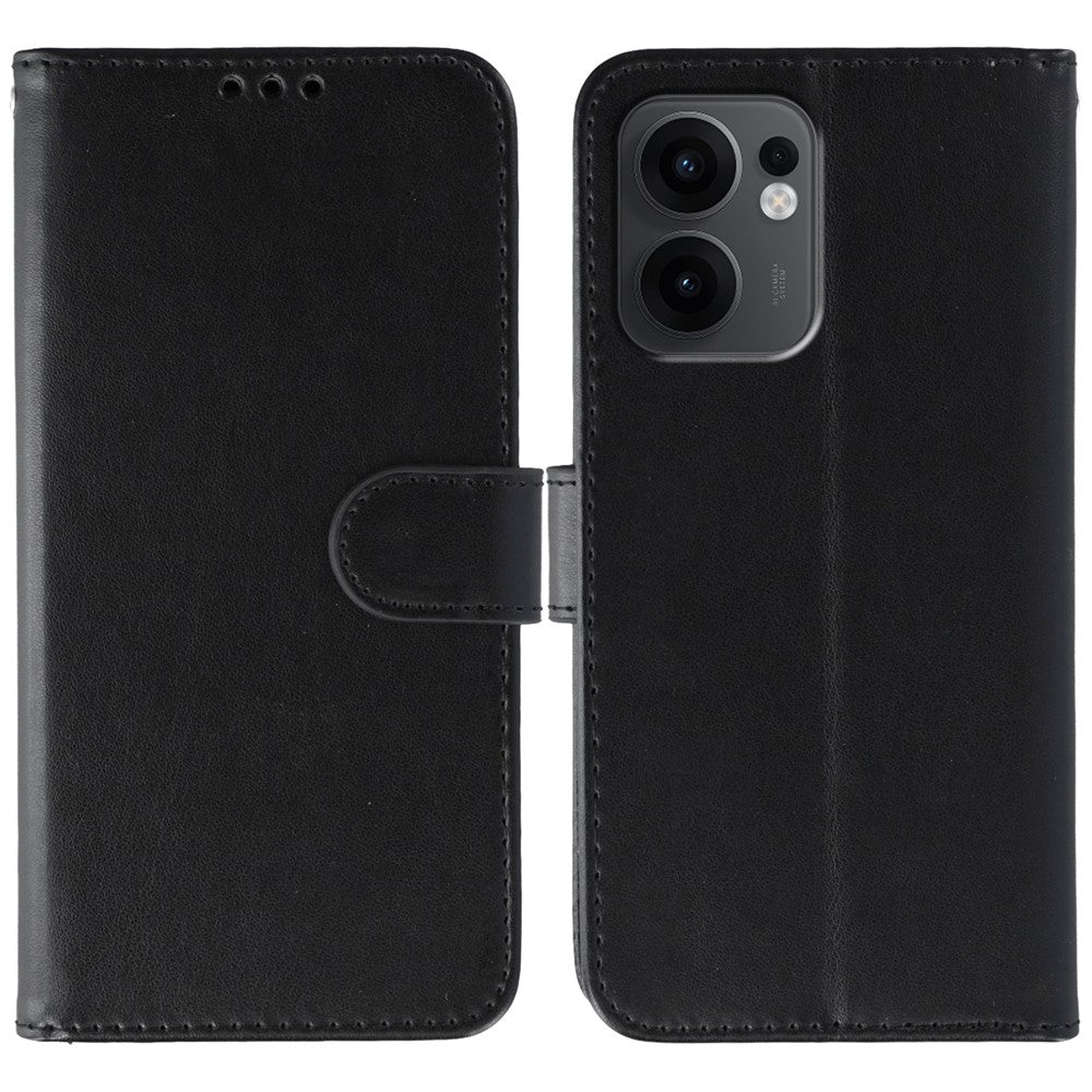For Oppo Reno13 F 4G / 5G Case PU Leather Flip Wallet Phone Cover with Strap - Black