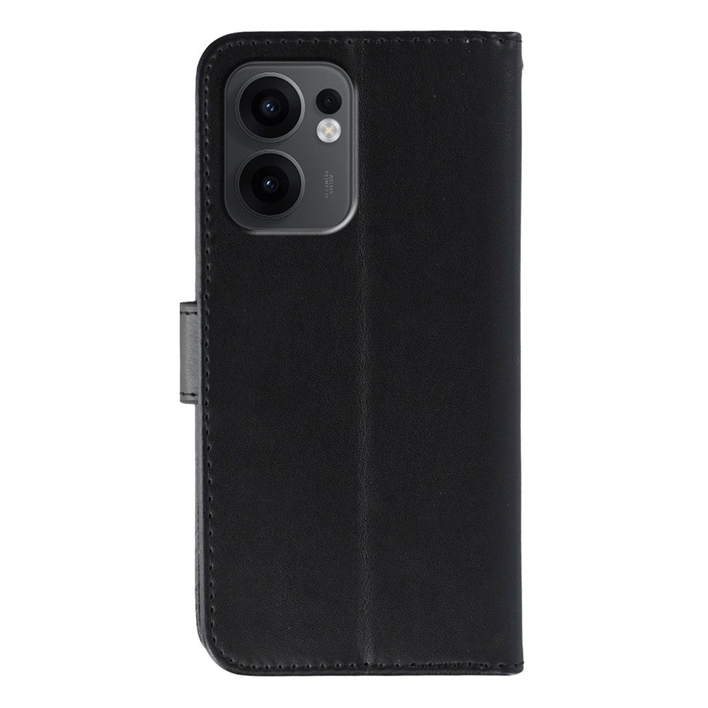 For Oppo Reno13 F 4G / 5G Case PU Leather Flip Wallet Phone Cover with Strap - Black