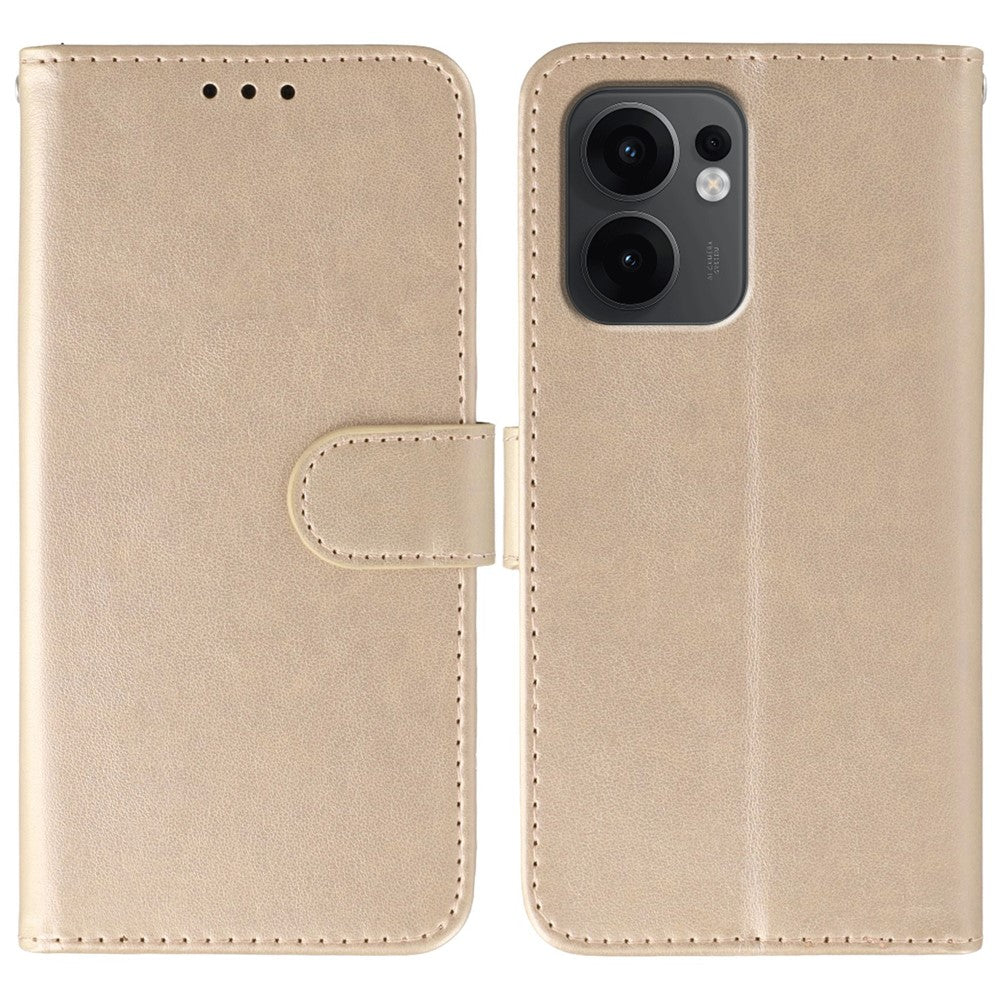 For Oppo Reno13 F 4G / 5G Case PU Leather Flip Wallet Phone Cover with Strap - Rose Gold