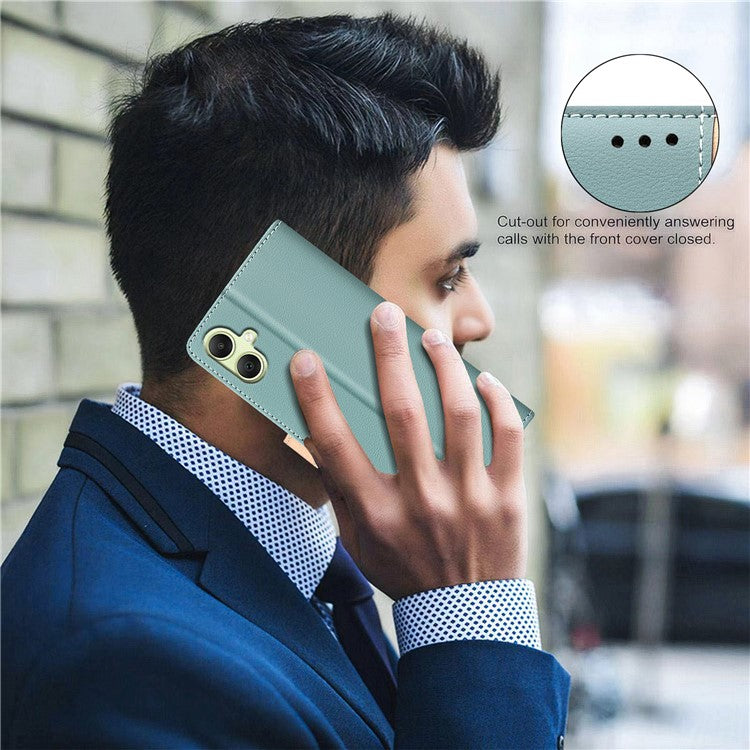 BINFEN COLOR BF33 For Samsung Galaxy F06 5G / M06 5G Leather Case Splicing Color RFID Blocking Wallet Stand Phone Cover - Green