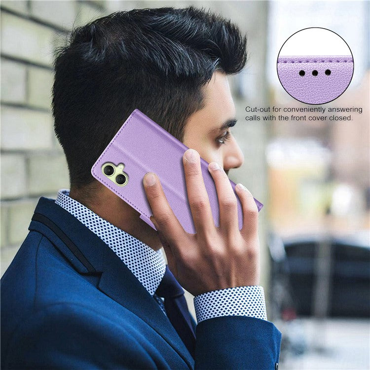 BINFEN COLOR BF32 For Samsung Galaxy F06 5G / M06 5G Leather Case Wallet RFID Blocking Phone Cover - Purple