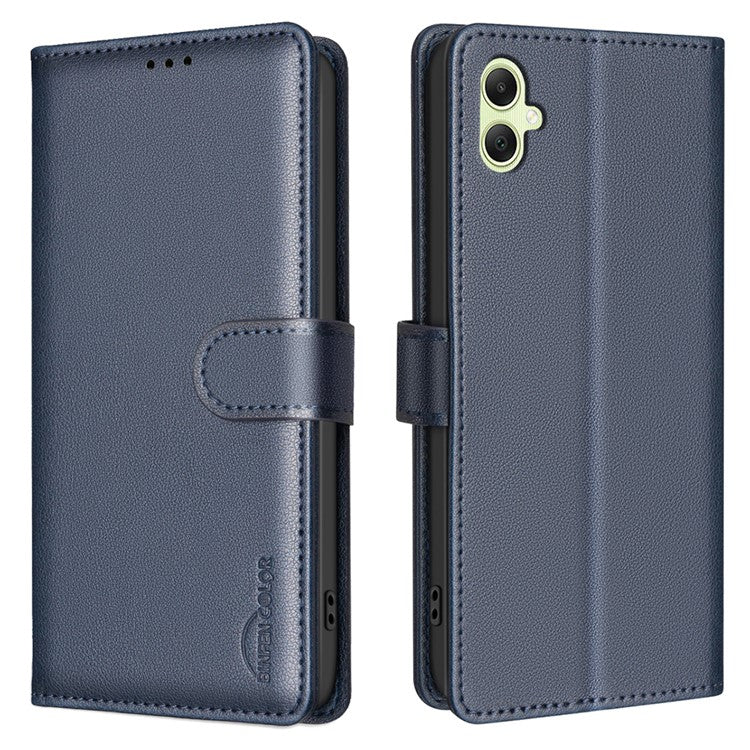 BINFEN COLOR BF32 For Samsung Galaxy F06 5G / M06 5G Leather Case Wallet RFID Blocking Phone Cover - Blue