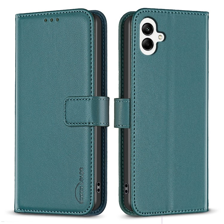 BINFEN COLOR BF17 For Samsung Galaxy F06 5G / M06 5G Case Wallet Folio Flip Leather Cover - Green