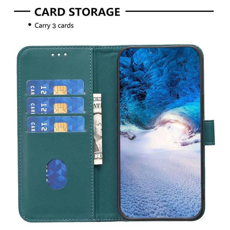 BINFEN COLOR BF17 For Samsung Galaxy F06 5G / M06 5G Case Wallet Folio Flip Leather Cover - Green