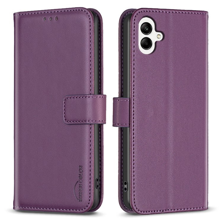 BINFEN COLOR BF17 For Samsung Galaxy F06 5G / M06 5G Case Wallet Folio Flip Leather Cover - Dark Purple