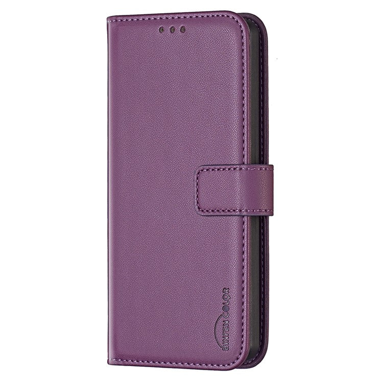 BINFEN COLOR BF17 For Samsung Galaxy F06 5G / M06 5G Case Wallet Folio Flip Leather Cover - Dark Purple