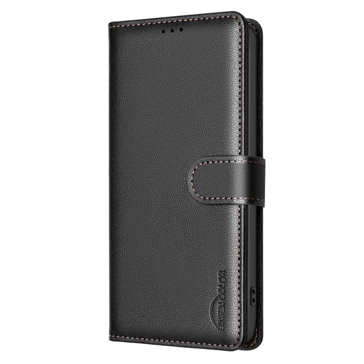 BINFEN COLOR BF32 For Samsung Galaxy F16 5G / M16 5G Leather Case Wallet RFID Blocking Phone Cover - Black