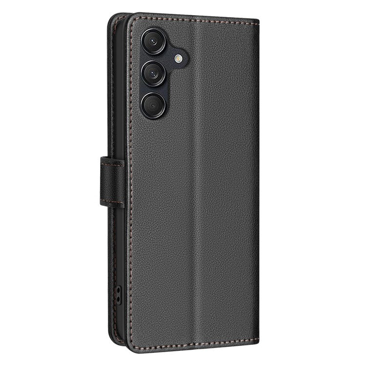 BINFEN COLOR BF32 For Samsung Galaxy F16 5G / M16 5G Leather Case Wallet RFID Blocking Phone Cover - Black
