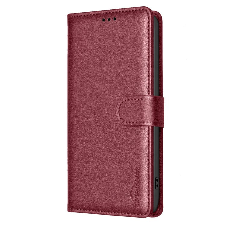 BINFEN COLOR BF32 For Samsung Galaxy F16 5G / M16 5G Leather Case Wallet RFID Blocking Phone Cover - Red