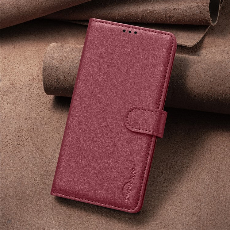 BINFEN COLOR BF32 For Samsung Galaxy F16 5G / M16 5G Leather Case Wallet RFID Blocking Phone Cover - Red