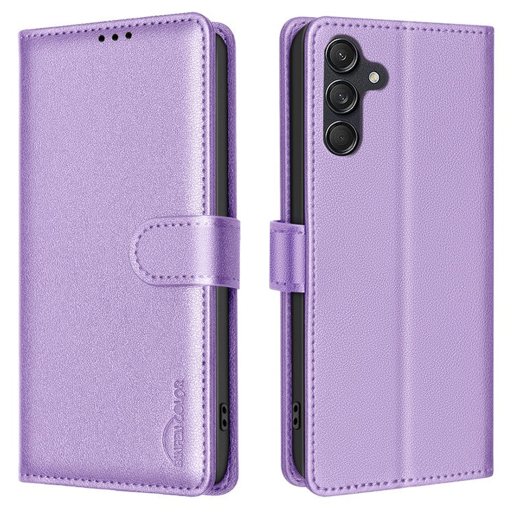 BINFEN COLOR BF32 For Samsung Galaxy F16 5G / M16 5G Leather Case Wallet RFID Blocking Phone Cover - Purple