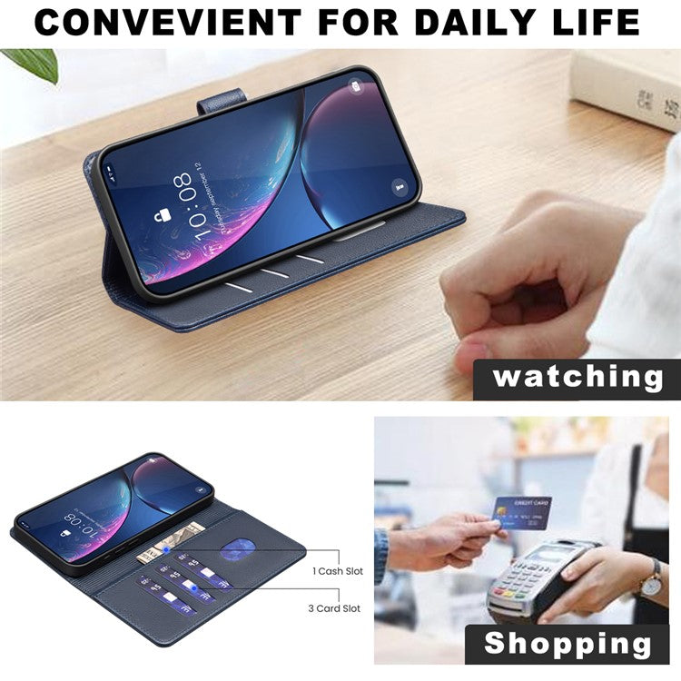BINFEN COLOR BF32 For Samsung Galaxy F16 5G / M16 5G Leather Case Wallet RFID Blocking Phone Cover - Blue