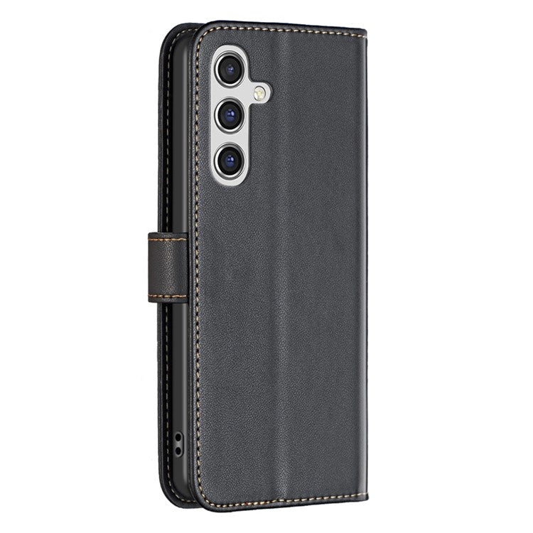 BINFEN COLOR BF17 For Samsung Galaxy F16 5G / M16 5G Case Wallet Folio Flip Leather Cover - Black