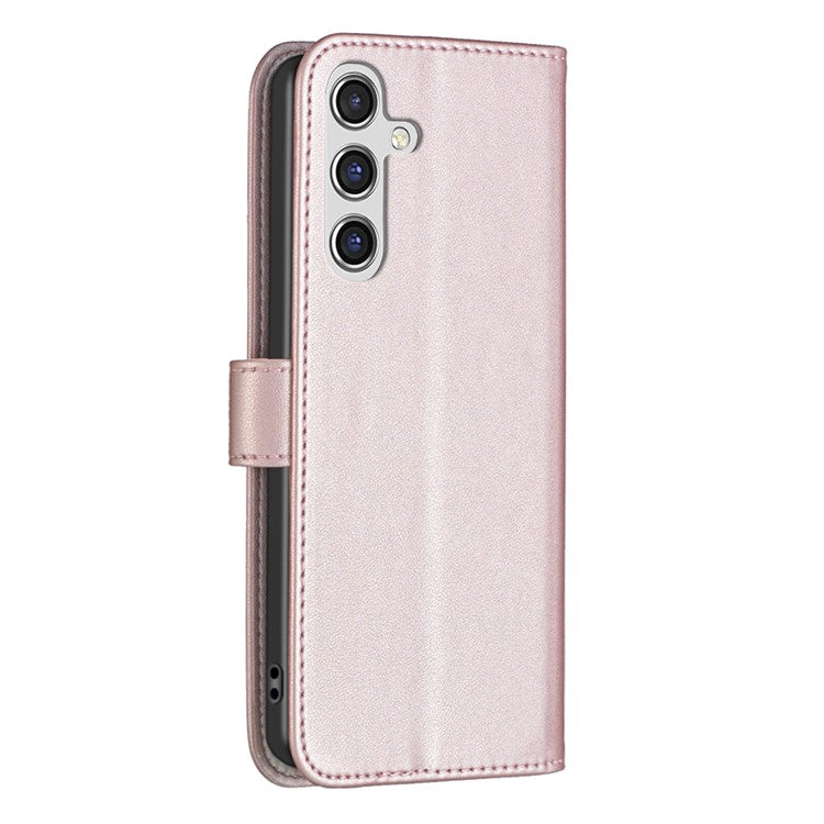 BINFEN COLOR BF17 For Samsung Galaxy F16 5G / M16 5G Case Wallet Folio Flip Leather Cover - Rose Gold