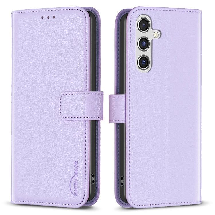 BINFEN COLOR BF17 For Samsung Galaxy F16 5G / M16 5G Case Wallet Folio Flip Leather Cover - Purple
