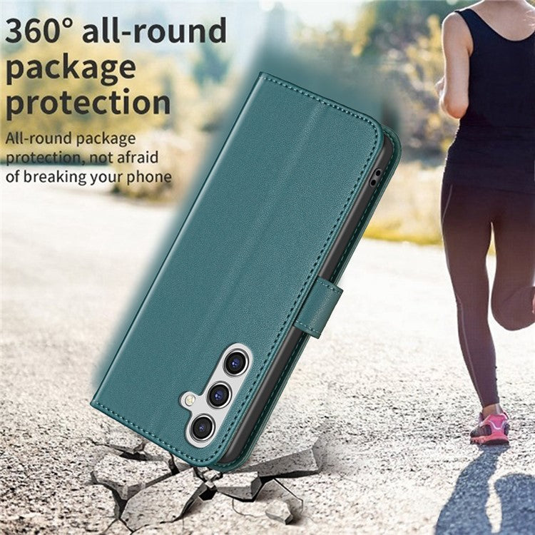 BINFEN COLOR BF17 For Samsung Galaxy F16 5G / M16 5G Case Wallet Folio Flip Leather Cover - Green