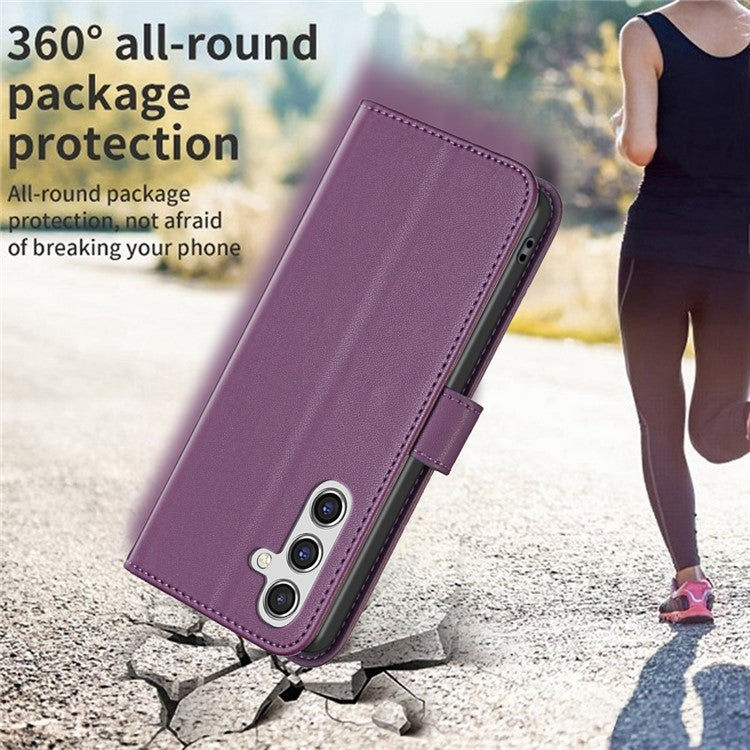 BINFEN COLOR BF17 For Samsung Galaxy F16 5G / M16 5G Case Wallet Folio Flip Leather Cover - Dark Purple
