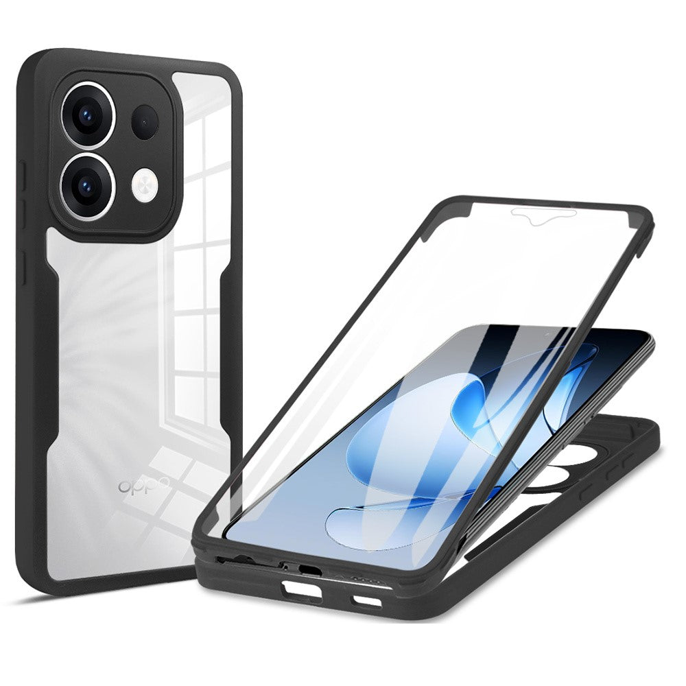 For Oppo Reno13 5G (Global) Case Acrylic + TPU Clear Phone Cover with PET Screen Film - Black