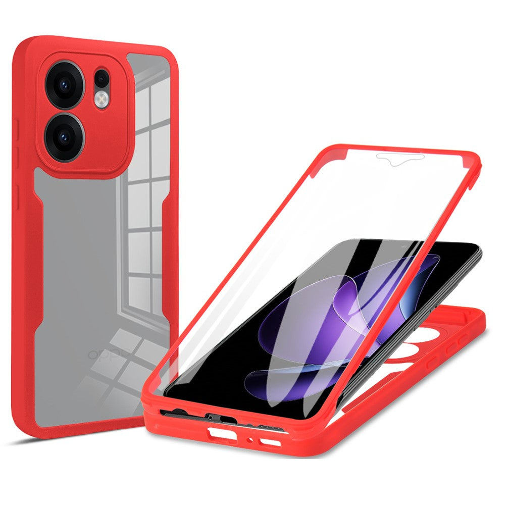 For Oppo Reno13 F 5G / Reno13 F 4G Case Acrylic + TPU Clear Phone Cover with PET Screen Film - Red