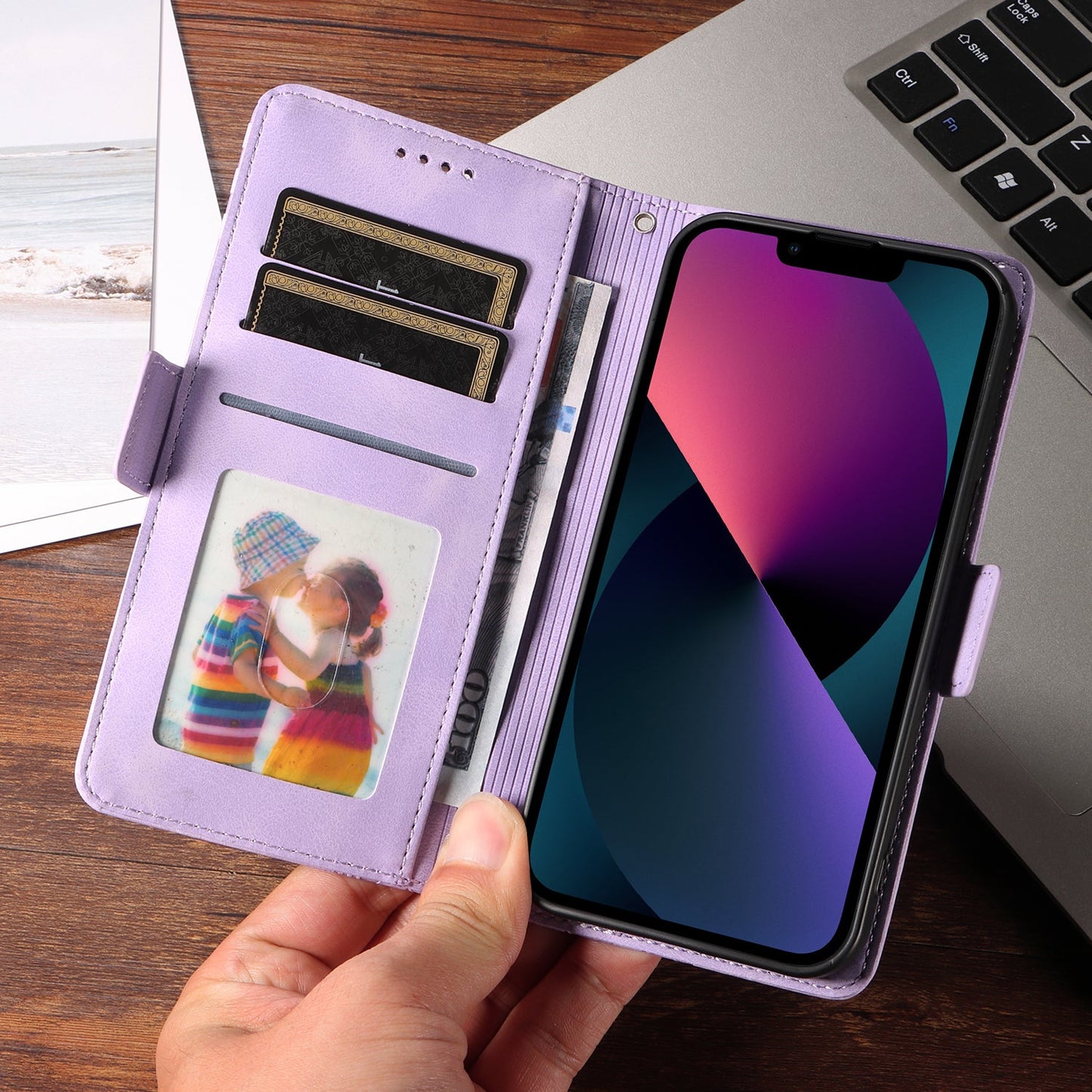 For Samsung Galaxy F06 5G Leather Cases Wallet Rhombus Imprinted Phone Cover Stand with Strap - Purple