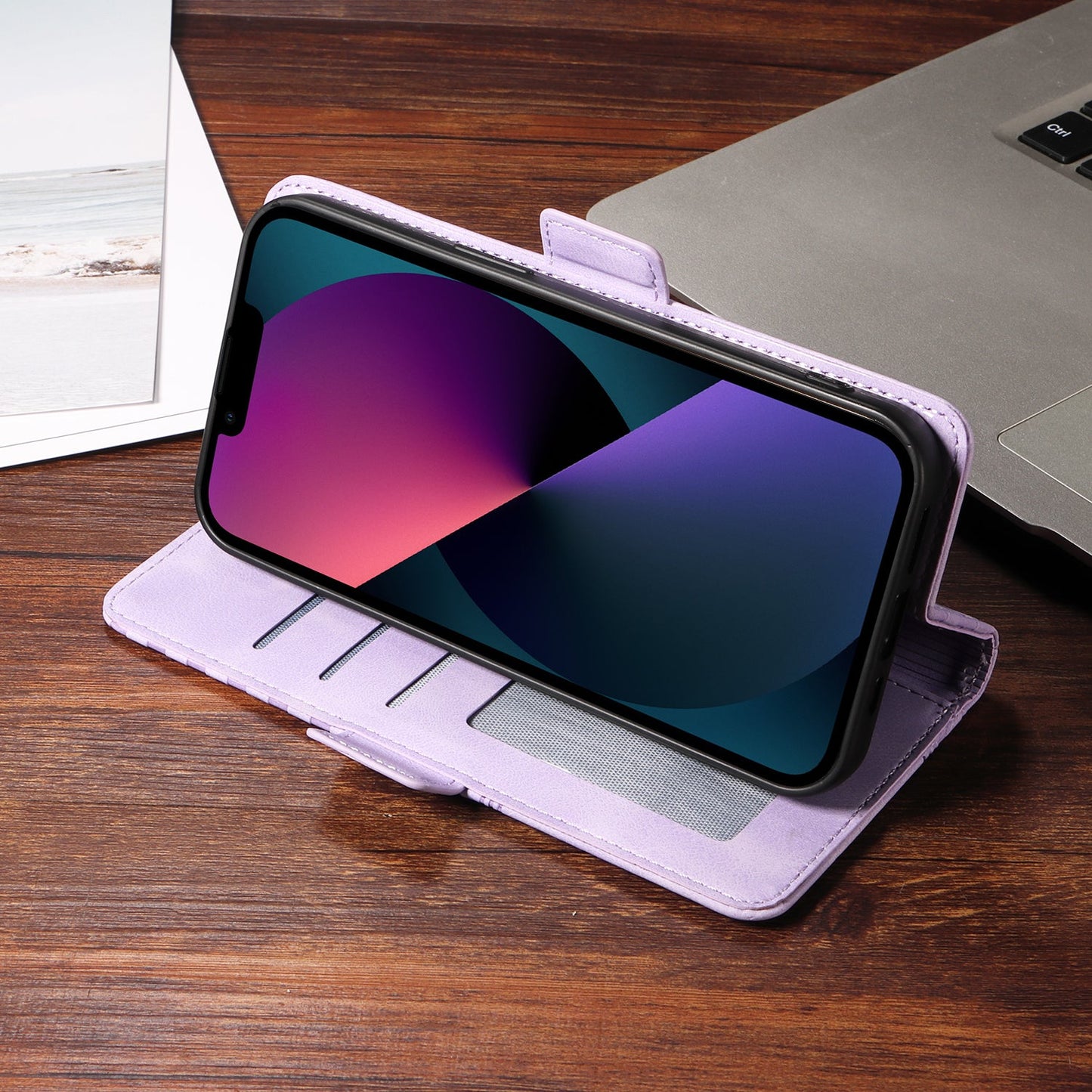 For Samsung Galaxy F06 5G Leather Cases Wallet Rhombus Imprinted Phone Cover Stand with Strap - Purple
