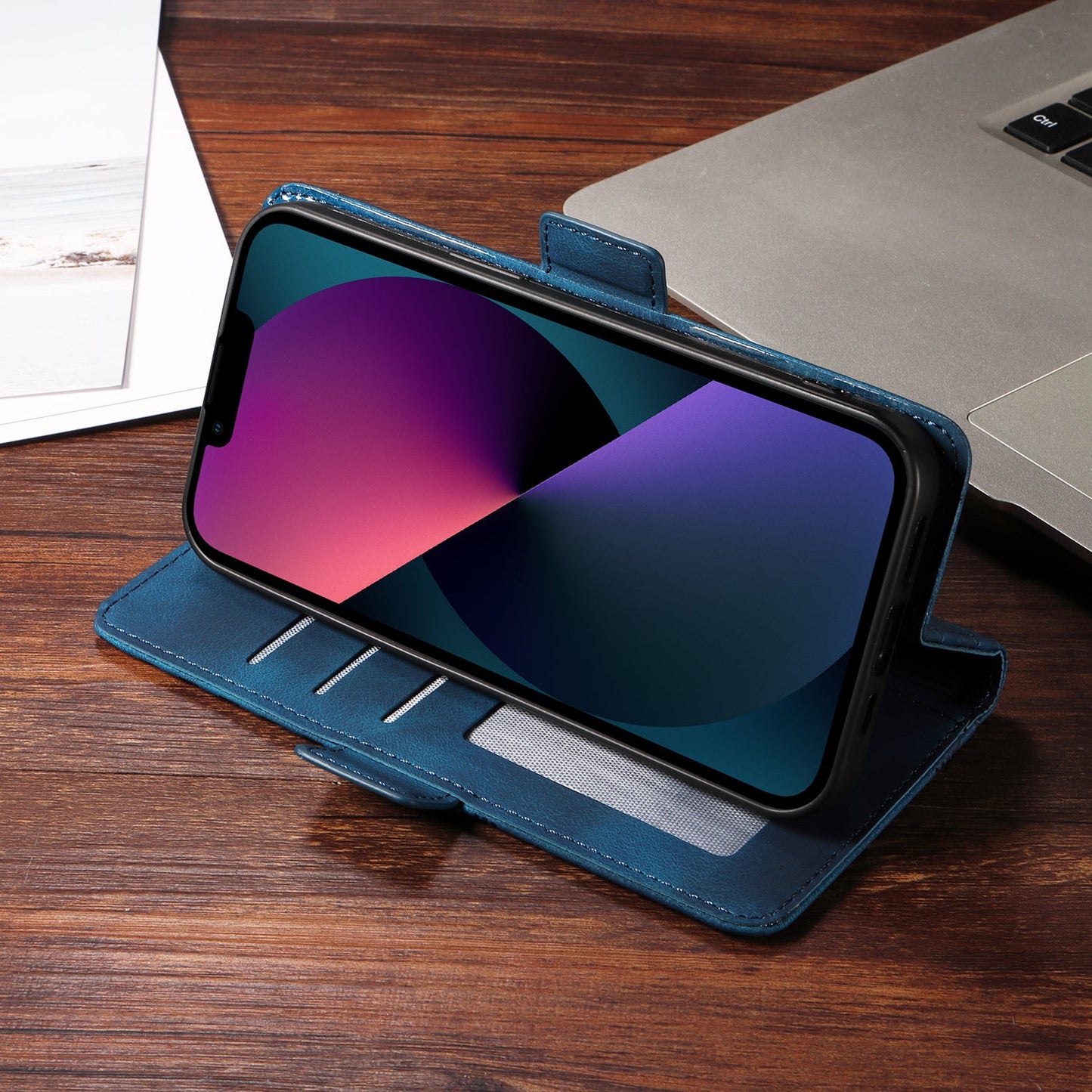 For Samsung Galaxy F06 5G Leather Cases Wallet Rhombus Imprinted Phone Cover Stand with Strap - Blue