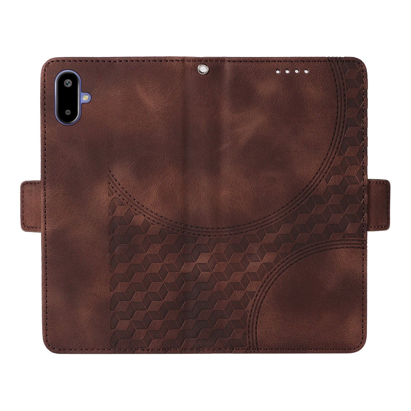 For Samsung Galaxy F06 5G Leather Cases Wallet Rhombus Imprinted Phone Cover Stand with Strap - Brown